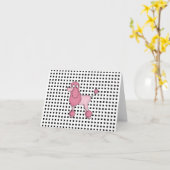 ヴィンテージのパリのピンクのプードルの挨拶状 カード (黄色い花)