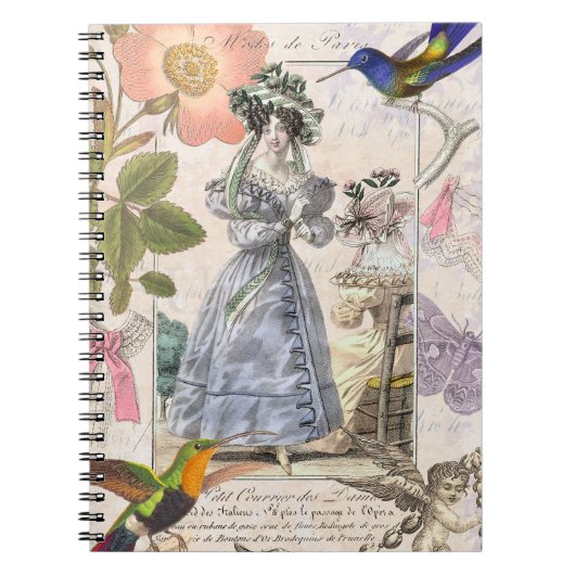 ヴィンテージのパリのファッションのエレガントなコラージュ ノートブック (正面)