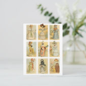 ヴィンテージのパリのファッション(第18および19世紀) ポストカード (スタンド正面)