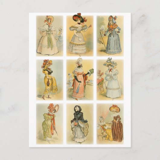 ヴィンテージのパリのファッション(第18および19世紀) ポストカード (正面)