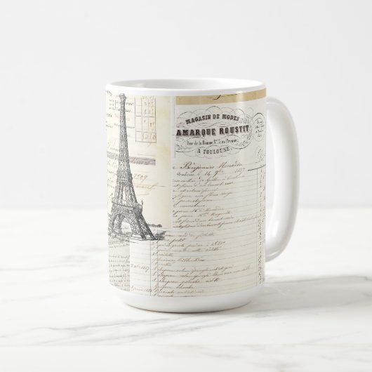 ヴィンテージのパリのフランスのな短命なもののマグ コーヒーマグカップ (正面右)