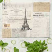 ヴィンテージのパリのフランスのな短命なものの台所タオル キッチンタオル (折り畳み)