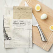 ヴィンテージのパリのフランスのな短命なものの台所タオル キッチンタオル (四つ折り)