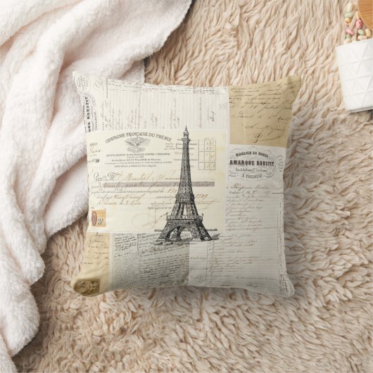 ヴィンテージのパリのフランスのな短命なものの枕 クッション (ブランケット)