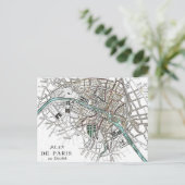 ヴィンテージのパリの地図 ポストカード (スタンド正面)