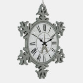 ヴィンテージのパリの時計のオーナメント スノーフレークピューターオーナメント (左)