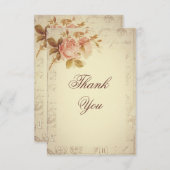 ヴィンテージのパリの消印のシックなバラは感謝していしています サンキューカード (正面/裏面)