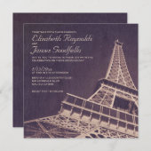 ヴィンテージのパリの結婚式招待状 招待状 (正面/裏面)