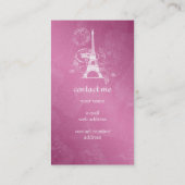 ヴィンテージのパリの郵便はがきのピンク 名刺 (裏面)