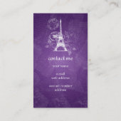 ヴィンテージのパリの郵便はがきの紫色 名刺 (裏面)