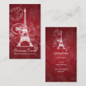 ヴィンテージのパリの郵便はがきの赤 名刺 (正面/裏面)
