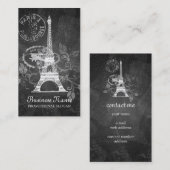 ヴィンテージのパリの郵便はがきの黒 名刺 (正面/裏面)
