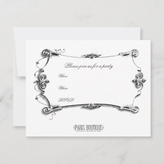 ヴィンテージのパリエッフェル塔のイラストレーションの招待 招待状 (裏面)