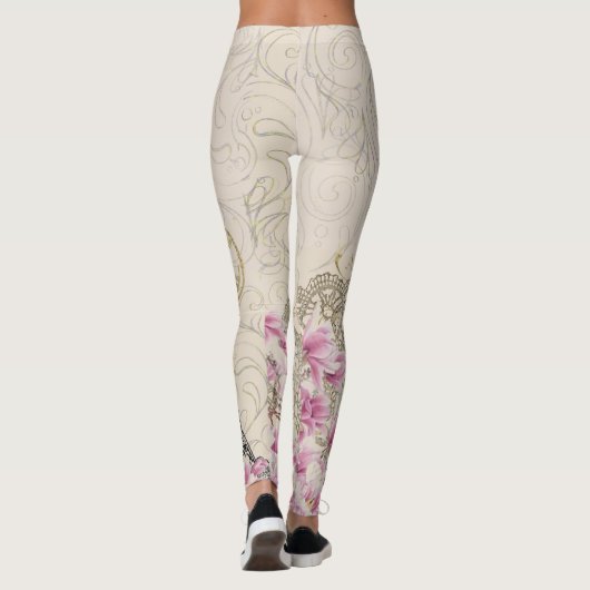 ヴィンテージのパリエッフェル塔のプリントのレギング レギンス (裏面)