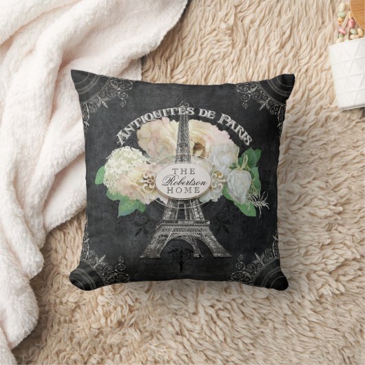 ヴィンテージのパリエッフェル塔の家の装飾の黒板 クッション (ブランケット)