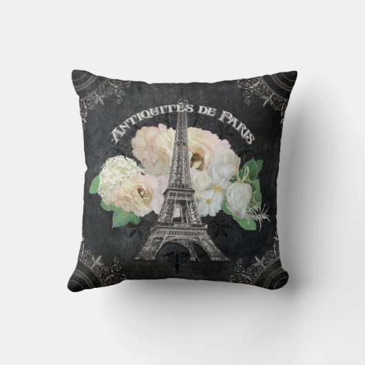 ヴィンテージのパリエッフェル塔の家の装飾の黒板 クッション (裏面)