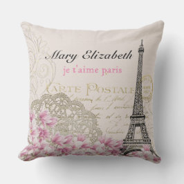 ヴィンテージのパリエッフェル塔の花のレースの手紙 アウトドアクッション