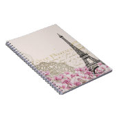 ヴィンテージのパリエッフェル塔の花の芸術のイラストレーション ノートブック (右側)