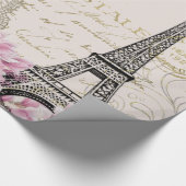 ヴィンテージのパリエッフェル塔の花の芸術のイラストレーション ラッピングペーパー (コーナー)