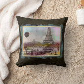 ヴィンテージのパリエッフェル塔場面カスタムの枕 クッション (ブランケット)