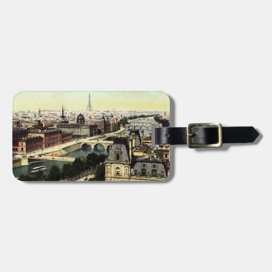 ヴィンテージのパリエッフェル塔場面 ラゲッジタグ (正面横)