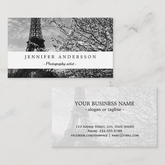 ヴィンテージのパリエッフェル塔 名刺 (正面/裏面)