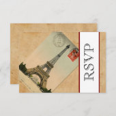 ヴィンテージのパリエッフェル塔RSVP 出欠カード (正面/裏面)