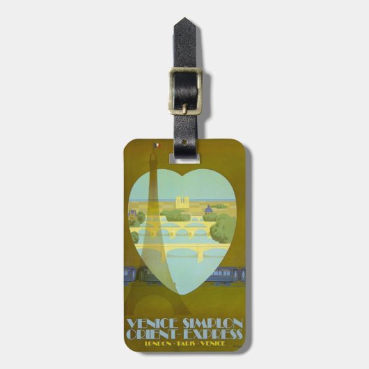 ヴィンテージのパリオリエント急行旅行ポスターラベル ラゲッジタグ (正面縦)