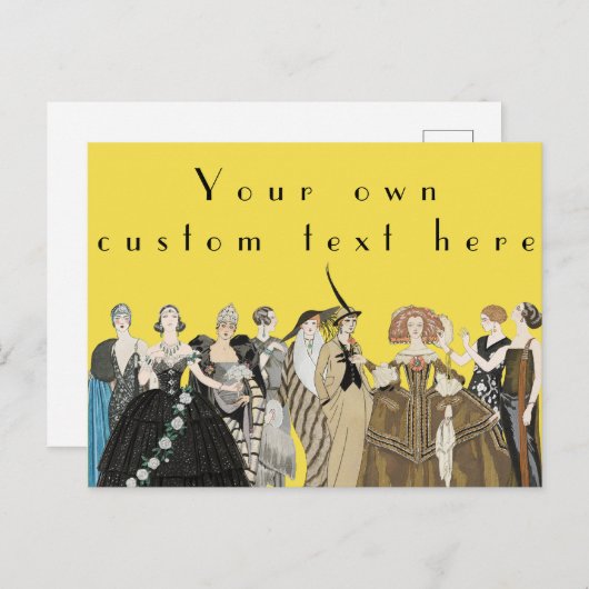 ヴィンテージのパリスタイル アールデコ、ジョージ・バルビエ オーダーメイド ポストカード (正面/裏面)