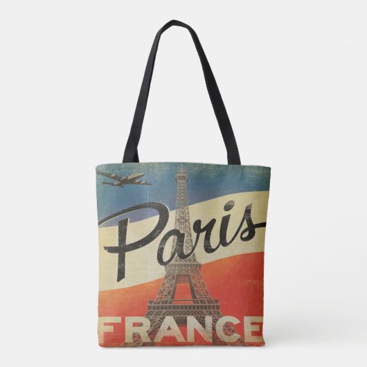 ヴィンテージのパリフランスのトートの飛行機のエッフェル塔 トートバッグ (裏面)