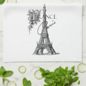 ヴィンテージのパリフランスエッフェル塔のふきん キッチンタオル (折り畳み)
