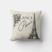 ヴィンテージのパリフランスエッフェル塔の枕 クッション (正面)