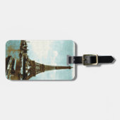 ヴィンテージのパリ水色 ラゲッジタグ (正面横)