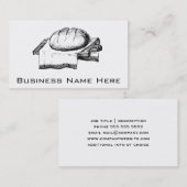 ヴィンテージのパンのイラストレーション、黒い線画 名刺 (正面/裏面)