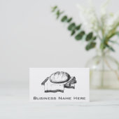 ヴィンテージのパンのイラストレーション、黒い線画 名刺 (スタンド正面)