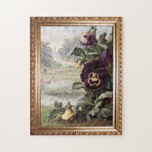 ヴィンテージのパンジーとシ素朴ーン ジグソーパズル (縦)