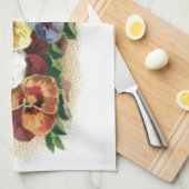 ヴィンテージのパンジーの台所タオル キッチンタオル (四つ折り)