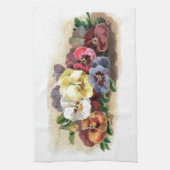 ヴィンテージのパンジーの台所タオル キッチンタオル (縦)