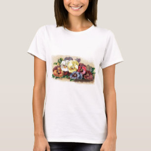 ヴィンテージのパンジーの女性のHanesの心地よいの柔らかいTシャツ Tシャツ
