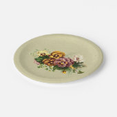 ヴィンテージのパンジーの花束 ペーパープレート (アングル)