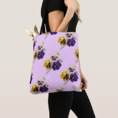 ヴィンテージのパンジーはラベンダーのトートバックを青ざめさせます トートバッグ (クローズアップ)