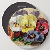 ヴィンテージのパンジーボタン 缶バッジ (正面&裏面)