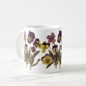 ヴィンテージのパンジー開花、庭の花 コーヒーマグカップ (正面左)
