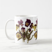 ヴィンテージのパンジー開花、庭の花 コーヒーマグカップ (左)