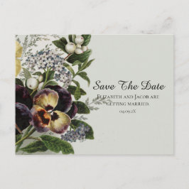 ヴィンテージのパンジー Save the Date ポストカード
