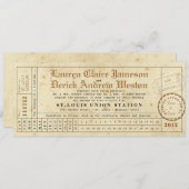 ヴィンテージのパンチカードの茶長さの招待状 招待状 (正面/裏面)