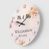 ヴィンテージのパーソナライズで旧式な花のカスタム ラージ壁時計 (傾斜)