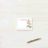 ヴィンテージのパーソナライズなピンクのバラのバラのつぼみ ポストイット (デスク上)