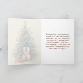 ヴィンテージのパーチメントクリスマスツリーとチェロ シーズンカード (内部)