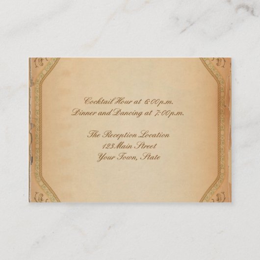 ヴィンテージのパーチメントスクロール受付 エンクロージャーカード (正面)